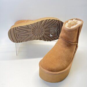 UGG Classic Mini Platform Chestnut Suede Boots Women Size 7